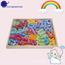 Educational Colorful Wooden Alphabet Pieces with a tray